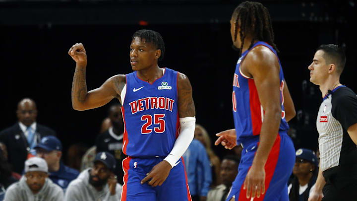 Oct 6, 2025; Memphis, Tennessee, USA; Detroit Pistons guard Marcus Sasser (25) : Petre Thomas-Imagn Images