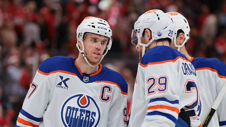 Nov 22, 2025; Sunrise, Florida, USA; Edmonton Oilers center Connor McDavid (97) speaks to center Leon Draisaitl (29) against the Florida Panthers during the second period at Amerant Bank Arena. Mandatory Credit: Sam Navarro-Imagn Images Nov 22, 2025; Sunrise, Florida, USA; Edmonton Oilers center Connor McDavid (97) speaks to center Leon Draisaitl (29) against the Florida Panthers during the second period at Amerant Bank Arena. Mandatory Credit: Sam Navarro-Imagn Images