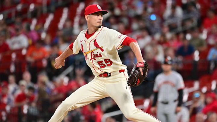 Sep 6, 2025; St. Louis, Missouri, USA; St. Louis Cardinals pitcher Riley O'Brien (55) throws in relief against the San Francisco Giants at Busch Stadium. Mandatory Credit: Tim Vizer-Imagn Images Sep 6, 2025; St. Louis, Missouri, USA; St. Louis Cardinals pitcher Riley O'Brien (55) throws in relief against the San Francisco Giants at Busch Stadium. Mandatory Credit: Tim Vizer-Imagn Images