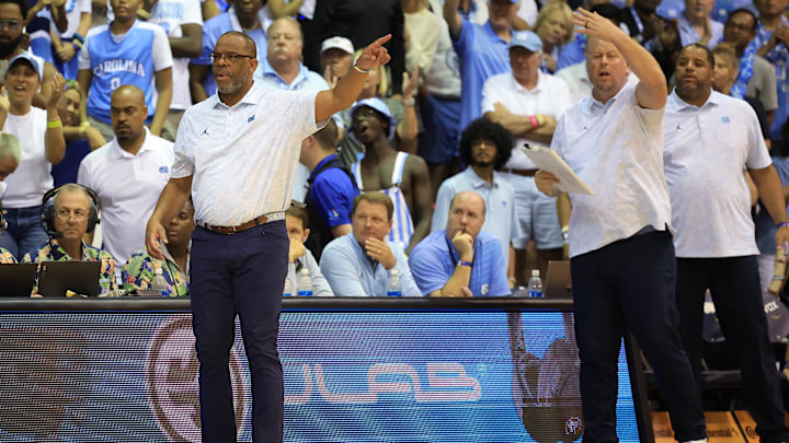 UNC basketball head coach Hubert Davis UNC basketball head coach Hubert Davis