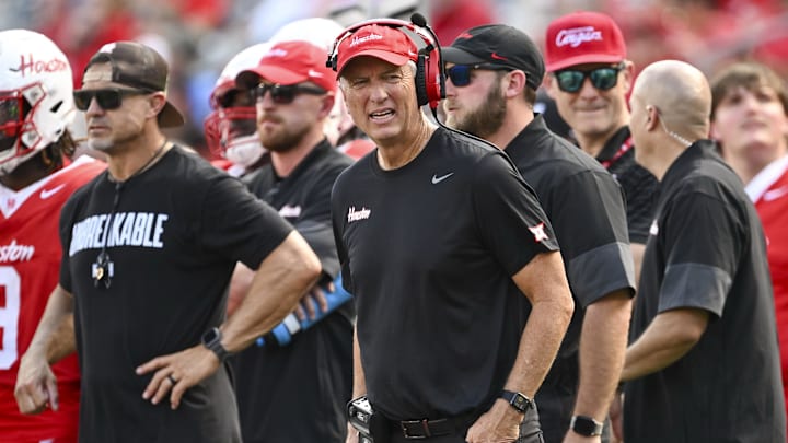 Houston Cougars head coach Willie Fritz looks on during the third quarter against the Arizona Wildcats at TDECU Stadium. 