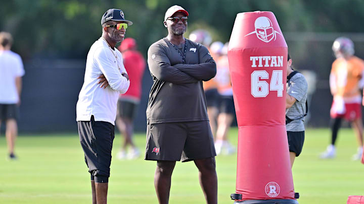 Deion Sanders attended Tampa Bay Buccaneers Training Camp this week to support his son Shilo Sanders.