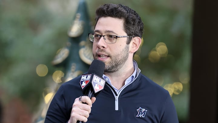 Dec 10, 2024; Dallas, TX, USA; Florida Marlins president of operations Peter Bendix on the set of MLB Tonight at the Hilton Anatole during the 2024 MLB Winter Meetings. 