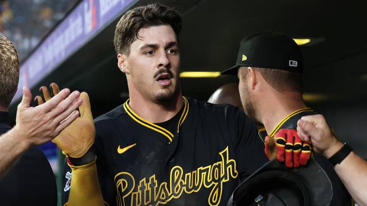 May 26, 2026; Pittsburgh, Pennsylvania, USA; Pittsburgh Pirates shortstop Konnor Griffin (6) celebrates in the dugout after scoring a run against the Chicago Cubs during the sixth inning at PNC Park. Mandatory Credit: Charles LeClaire-Imagn Images May 26, 2026; Pittsburgh, Pennsylvania, USA; Pittsburgh Pirates shortstop Konnor Griffin (6) celebrates in the dugout after scoring a run against the Chicago Cubs during the sixth inning at PNC Park. Mandatory Credit: Charles LeClaire-Imagn Images