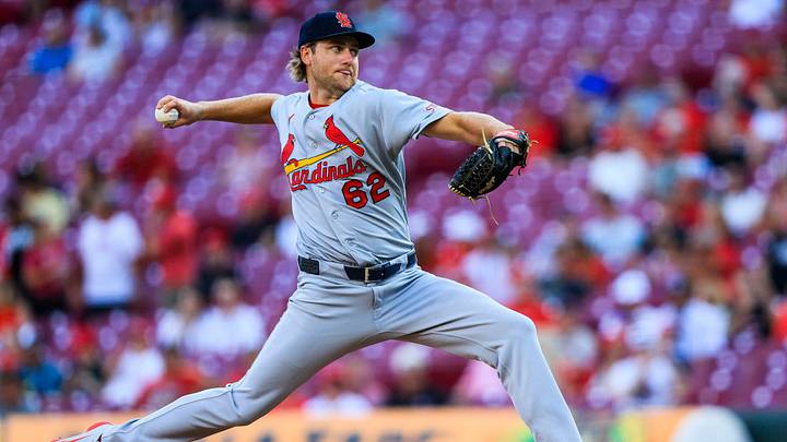 Aug 18, 2026; Cincinnati, Ohio, USA; St. Louis Cardinals starting pitcher Kyle Leahy (62) pitches against the Cincinnati Reds in the first inning at Great American Ball Park. Mandatory Credit: Katie Stratman-Imagn Images Aug 18, 2026; Cincinnati, Ohio, USA; St. Louis Cardinals starting pitcher Kyle Leahy (62) pitches against the Cincinnati Reds in the first inning at Great American Ball Park. Mandatory Credit: Katie Stratman-Imagn Images