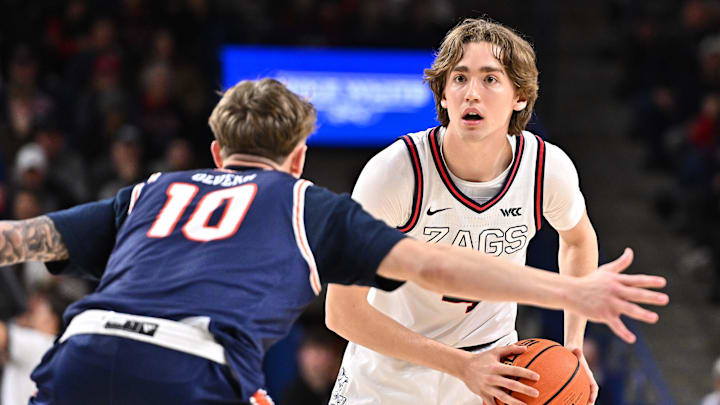 Gonzaga Bulldogs guard Dusty Stromer (4). 
