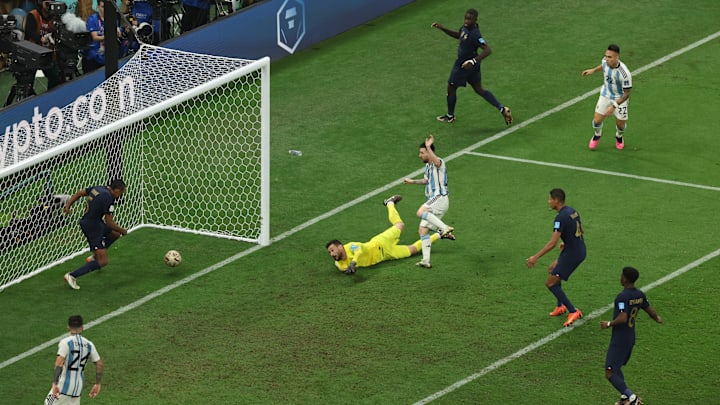 Lionel Messi scrambled in Argentina's third goal Lionel Messi scrambled in Argentina's third goal