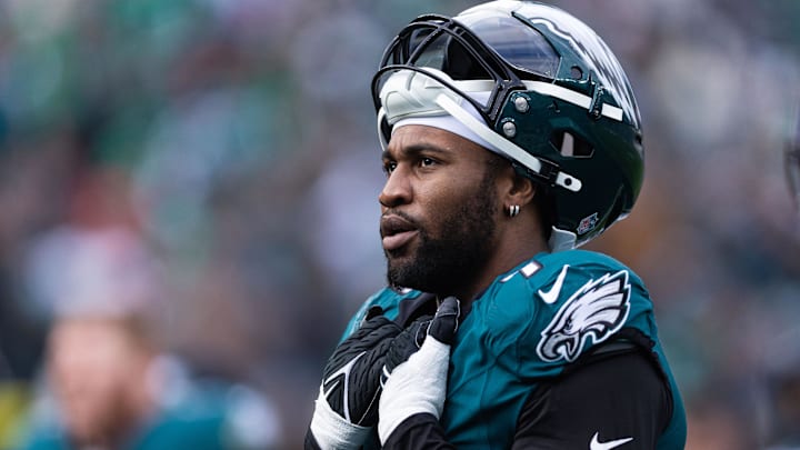 Dec 31, 2023; Philadelphia, Pennsylvania, USA; Philadelphia Eagles linebacker Haason Reddick (7) looks on during the second quarter against the Arizona Cardinals at Lincoln Financial Field.