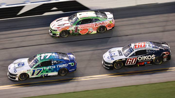 Chris Buescher and Ryan Preece, RFK Racing, and Ross Chastain, Trackhouse Racing, NASCAR Cup Series