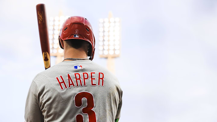 Bryce Harper's hit streak gives way to his bases prop on Wednesday against the Reds. Bryce Harper's hit streak gives way to his bases prop on Wednesday against the Reds.