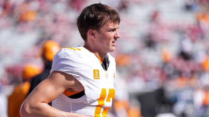 Oct 24, 2026; Columbia, South Carolina, USA; Tennessee Volunteers quarterback George MacIntyre (12) warms up during the first half against the South Carolina Gamecocks at Williams-Brice Stadium. Mandatory Credit: Jim Dedmon-Imagn Images Oct 24, 2026; Columbia, South Carolina, USA; Tennessee Volunteers quarterback George MacIntyre (12) warms up during the first half against the South Carolina Gamecocks at Williams-Brice Stadium. Mandatory Credit: Jim Dedmon-Imagn Images