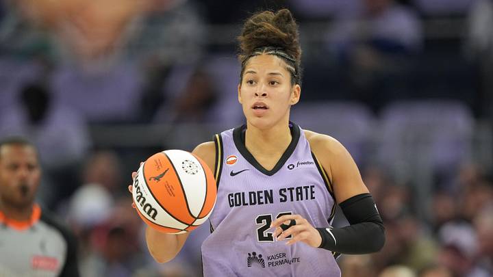 May 10, 2026; San Francisco, California, USA; Golden State Valkyries guard Veronica Burton (22) during the fourth quarter against the Phoenix Mercury at Chase Center. Mandatory Credit: Darren Yamashita-Imagn Images