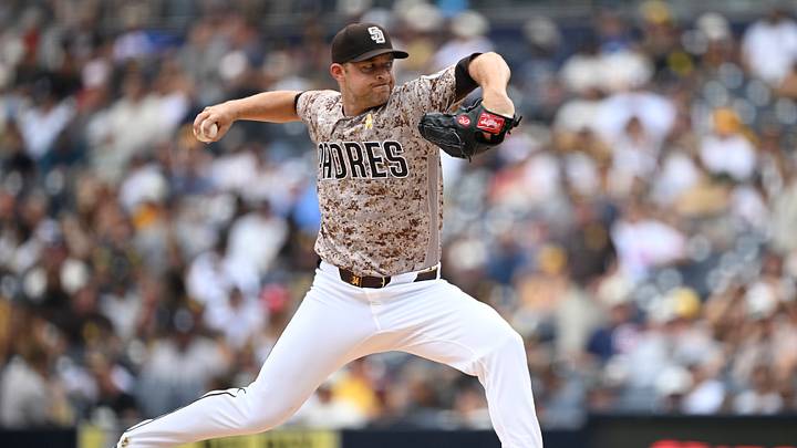 Sep 6, 2026; San Diego, California, USA; San Diego Padres pitcher Michael King (34) pitches against the New York Yankees during the first inning at Petco Park. Mandatory Credit: Denis Poroy-Imagn Images Sep 6, 2026; San Diego, California, USA; San Diego Padres pitcher Michael King (34) pitches against the New York Yankees during the first inning at Petco Park. Mandatory Credit: Denis Poroy-Imagn Images