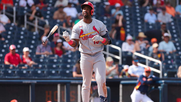 Feb 22, 2026; West Palm Beach, Florida, USA; St. Louis Cardinals right fielder Jordan Walker (18) walks against the Houston Astros during the fifth inning at CACTI Park of the Palm Beaches. Mandatory Credit: Sam Navarro-Imagn Images Feb 22, 2026; West Palm Beach, Florida, USA; St. Louis Cardinals right fielder Jordan Walker (18) walks against the Houston Astros during the fifth inning at CACTI Park of the Palm Beaches. Mandatory Credit: Sam Navarro-Imagn Images