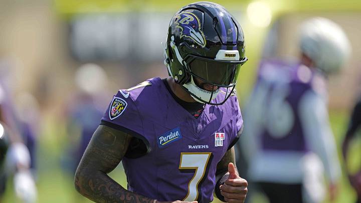 Jul 29, 2026; Owings Mills, MD, USA; Baltimore Ravens wide receiver Rashod Bateman (7) during practice at the Under Armour Performance Center. Mandatory Credit: Mitch Stringer-Imagn Images