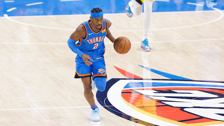 Jun 22, 2025; Oklahoma City, Oklahoma, USA; Oklahoma City Thunder guard Shai Gilgeous-Alexander (2) 