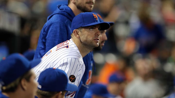 Sep 29, 2018; New York City, NY, USA; New York Mets third baseman David Wright (5) watches from the dugout during the thirteenth inning against the Miami Marlins at Citi Field. Mandatory Credit: Brad Penner-Imagn Images Sep 29, 2018; New York City, NY, USA; New York Mets third baseman David Wright (5) watches from the dugout during the thirteenth inning against the Miami Marlins at Citi Field. Mandatory Credit: Brad Penner-Imagn Images