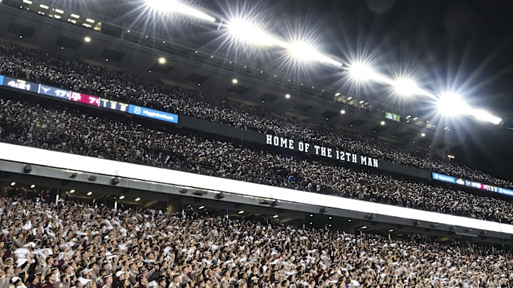 A general view of the student section during the game between the Texas A&M Aggies and the Texas Longhorns. The Longhorns defeated the Aggies 17-7. at Kyle Field. 