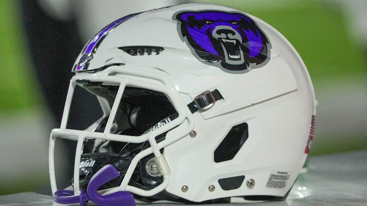 A general view of a Central Arkansas Bears helmet against the Missouri Tigers A general view of a Central Arkansas Bears helmet against the Missouri Tigers