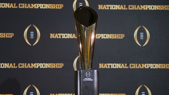The College Football Playoff National Championship trophy