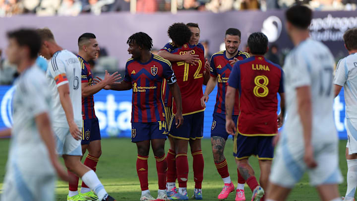  Real Salt Lake defender Sam Junqua (29) celebrates after scoring a goal against San DIego FC  