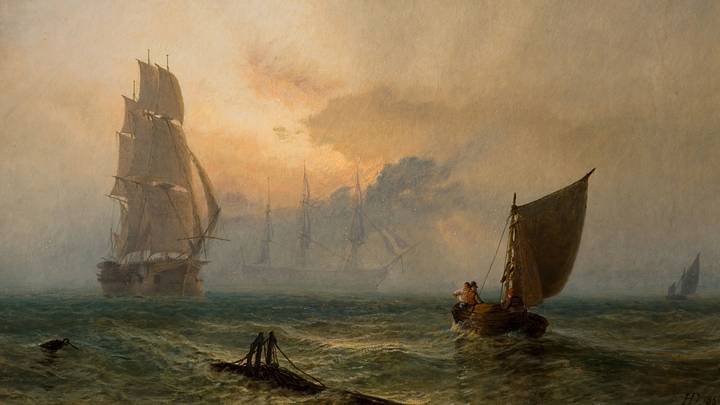 The Wooden Walls of England - painting of ships at sea