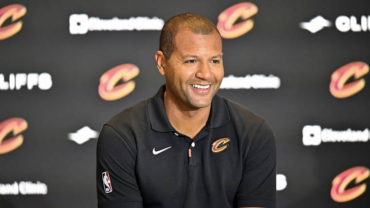 Sep 14, 2022; Cleveland, OH, USA; Cleveland Cavaliers president of basketball operations Koby Altman speaks to the media during an introductory press conference at Rocket Mortgage FieldHouse. Mandatory Credit: David Richard-Imagn Images Sep 14, 2022; Cleveland, OH, USA; Cleveland Cavaliers president of basketball operations Koby Altman speaks to the media during an introductory press conference at Rocket Mortgage FieldHouse. Mandatory Credit: David Richard-Imagn Images