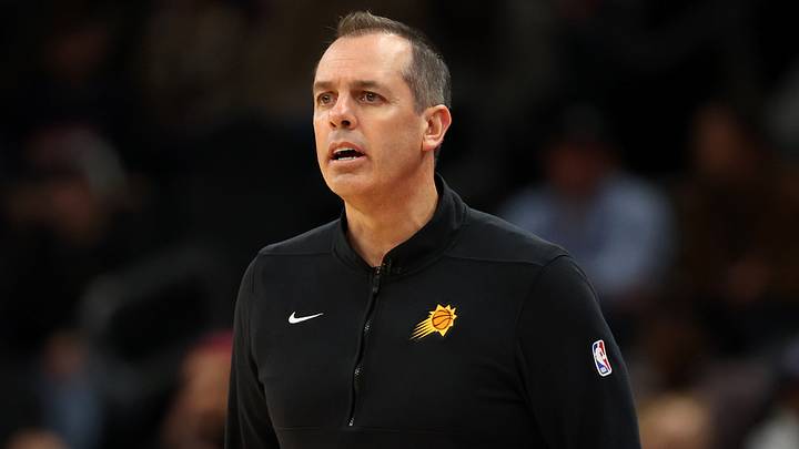 Dec 12, 2023; Phoenix, Arizona, USA; Phoenix Suns head coach Frank Vogel against the Golden State Warriors at Footprint Center. Mandatory Credit: Mark J. Rebilas-USA TODAY Sports Dec 12, 2023; Phoenix, Arizona, USA; Phoenix Suns head coach Frank Vogel against the Golden State Warriors at Footprint Center. Mandatory Credit: Mark J. Rebilas-USA TODAY Sports