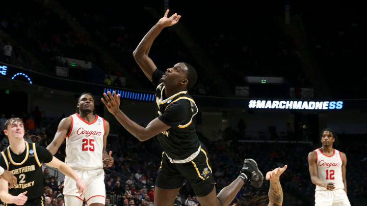 Mar 16, 2023; Birmingham, AL, USA; Northern Kentucky guard Marques Warrick (3) is fouled as he