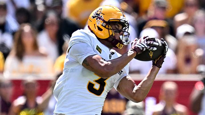 Sep 12, 2026; College Station, Texas, USA; Arizona State Sun Devils wide receiver Reed Harris (3) catches a pass during the first quarter against the Texas A&M Aggies at Kyle Field. Mandatory Credit: Maria Lysaker-Imagn Images Sep 12, 2026; College Station, Texas, USA; Arizona State Sun Devils wide receiver Reed Harris (3) catches a pass during the first quarter against the Texas A&M Aggies at Kyle Field. Mandatory Credit: Maria Lysaker-Imagn Images