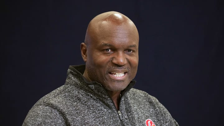 Tampa Bay Buccaneers coach Todd Bowles speaks during the NFL Scouting Combine at the Indiana Convention Center.