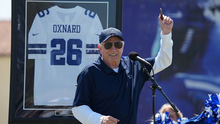 Dallas Cowboys owner Jerry Jones speaks at training camp opening ceremonies at River Ridge Playing Fields. Dallas Cowboys owner Jerry Jones speaks at training camp opening ceremonies at River Ridge Playing Fields.