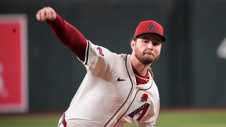 Arizona Diamondbacks pitcher Ryne Nelson (19) throws against the Pittsburgh Pirates during the first inning at Chase Field on May 26, 2025. Arizona Diamondbacks pitcher Ryne Nelson (19) throws against the Pittsburgh Pirates during the first inning at Chase Field on May 26, 2025.