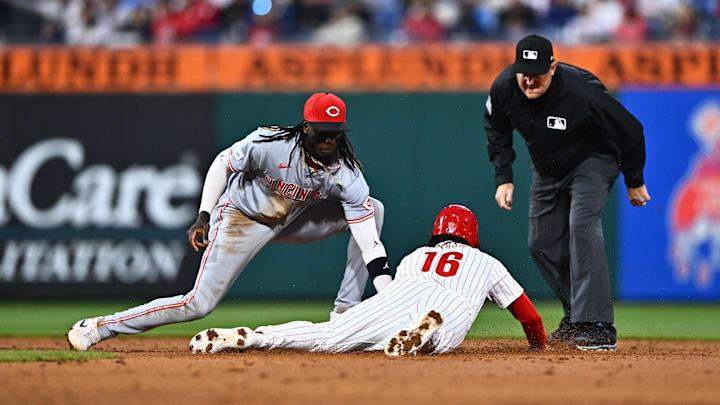 Apr 1, 2024; Philadelphia, Pennsylvania, USA; Philadelphia Phillies outfielder Brandon Marsh (16)