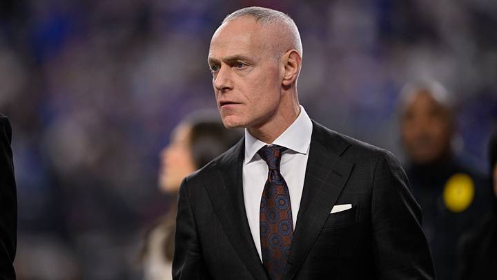 Dec 6, 2025; Arlington, TX, USA; Big 12 commissioner Brett Yormark looks on during the game between the Red Raiders and the Cougars at AT&T Stadium. Mandatory Credit: Jerome Miron-Imagn Images Dec 6, 2025; Arlington, TX, USA; Big 12 commissioner Brett Yormark looks on during the game between the Red Raiders and the Cougars at AT&T Stadium. Mandatory Credit: Jerome Miron-Imagn Images