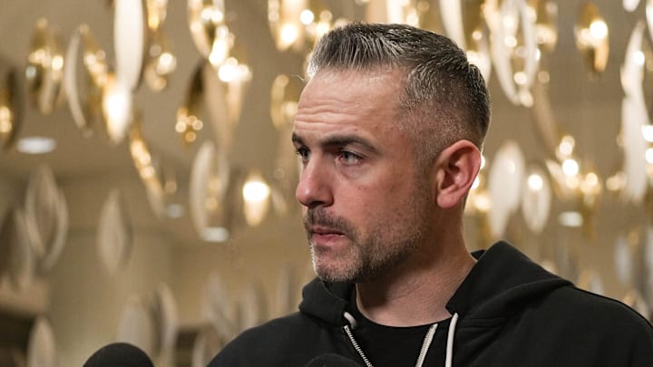 Cincinnati Bengals Offensive Coordinator Dan Pitcher speaks during the 2024 NFL Combine