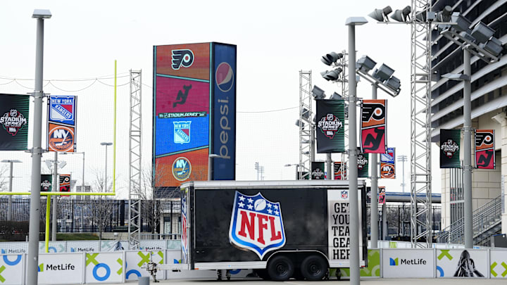 Feb 12, 2024; East Rutherford, NJ, USA; Preparations at MetLife Stadium for this weekend's Stadium