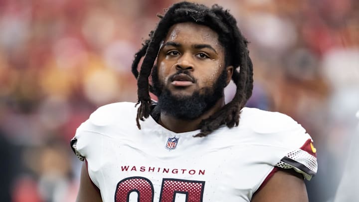 Washington Commanders defensive tackle Jer'Zhan Newton (95) Mandatory Credit: Mark J. Rebilas-Imagn Images