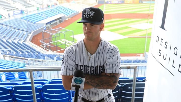 Hudson Valley Renegades infielder Roc Riggio being interviewed during Media Day at Heritage Financial Park on April 2, 2024. Hudson Valley Renegades infielder Roc Riggio being interviewed during Media Day at Heritage Financial Park on April 2, 2024.