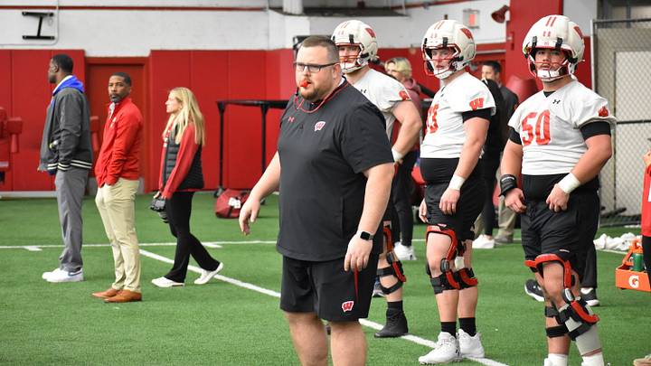 Wisconsin OL Coach Eric Mateos. Wisconsin OL Coach Eric Mateos.
