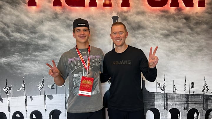 Folsom quarterback Ryder Lyons on a visit to USC in April 2024.