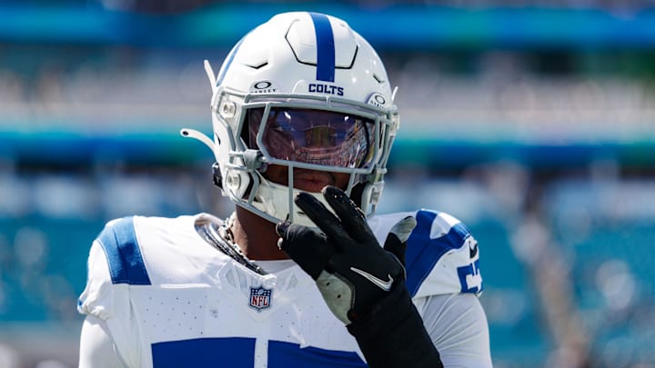 Oct 15, 2023; Jacksonville, Florida, USA;  Indianapolis Colts linebacker Shaquille Leonard (53)