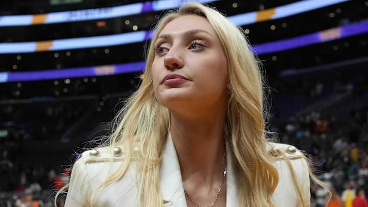 Los Angeles Sparks forward Cameron Brink leaves the floor after the game against the Las Vegas Aces.