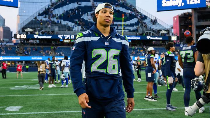 Seattle Seahawks running back Zach Charbonnet (26) after the game against the Dallas Cowboys.