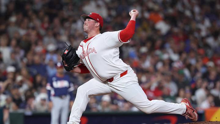 Pitcher Matt Wilkinson, as part of Team Canada | Credit: Troy Taormina