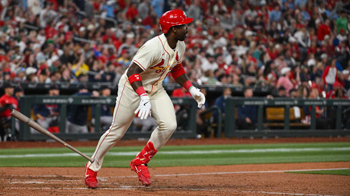 Apr 11, 2026; St. Louis, Missouri, USA; St. Louis Cardinals right fielder Jordan Walker (18) hits a solo home run against the Boston Red Sox during the eighth inning at Busch Stadium. Mandatory Credit: Jeff Curry-Imagn Images
