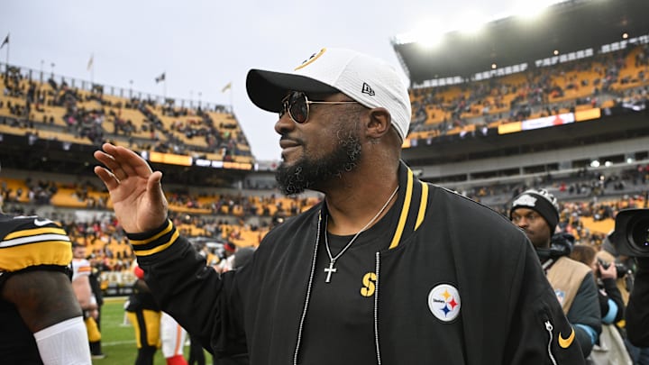 Dec 25, 2024; Pittsburgh, Pennsylvania, USA; Pittsburgh Steelers head coach Mike Tomlin leaves the field  following their game against the Kansas City Chiefs at Acrisure Stadium. Mandatory Credit: Barry Reeger-Imagn Images