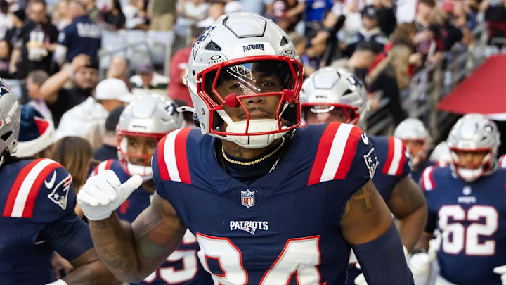 Dec 15, 2024; Glendale, Arizona, USA; New England Patriots wide receiver Kendrick Bourne (84) against the Arizona Cardinals at State Farm Stadium. Mandatory Credit: Mark J. Rebilas-Imagn Images