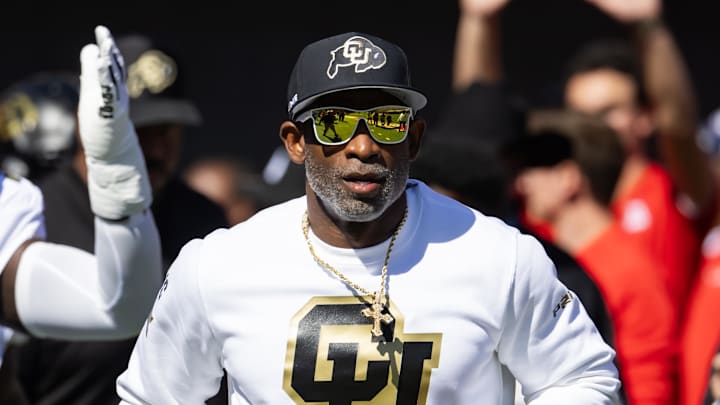 Oct 19, 2024; Tucson, Arizona, USA; Colorado Buffalos head coach Deion Sanders against the Arizona Wildcats at Arizona Stadium. 