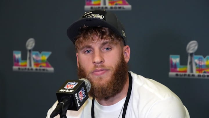 Seattle Seahawks wide receiver Cooper Kupp speaks to the media